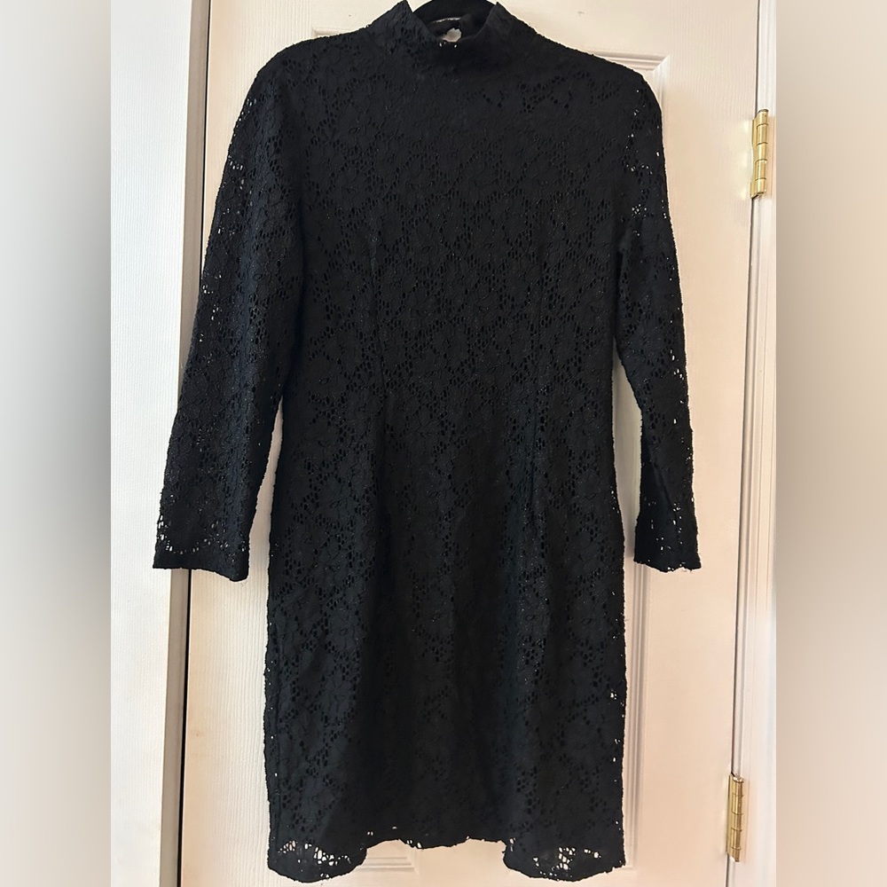 MM Couture Miss Me Women’s black lace long sleeve dress M